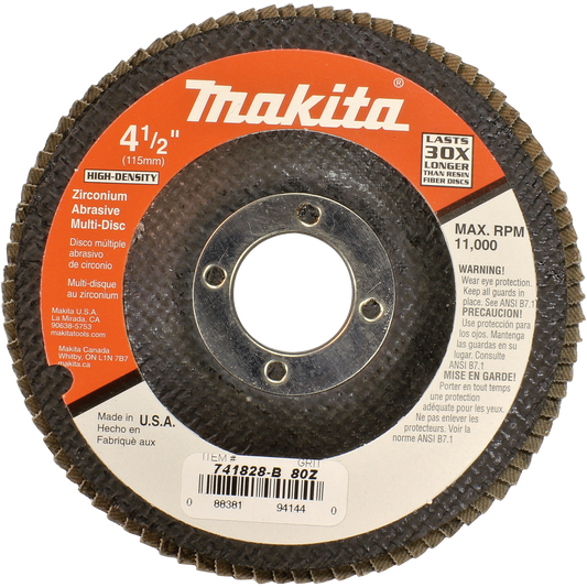 Disc-Multi, 4‑1/2" x 7/8", 80 Grit, Flat Type 27 Makita