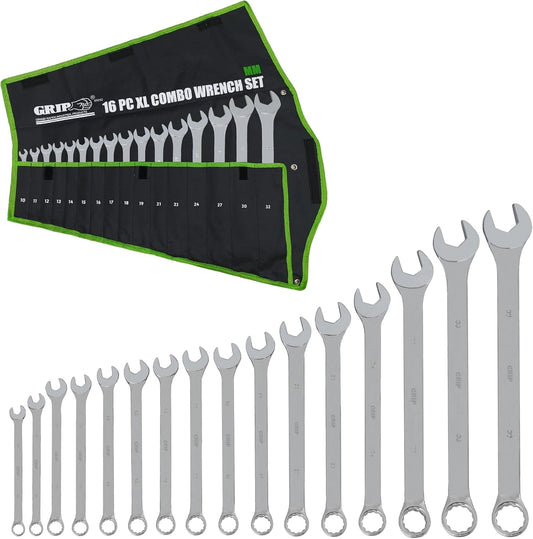 Wrench Set, 16-Piece, Carbon Steel, Chrome/Polished