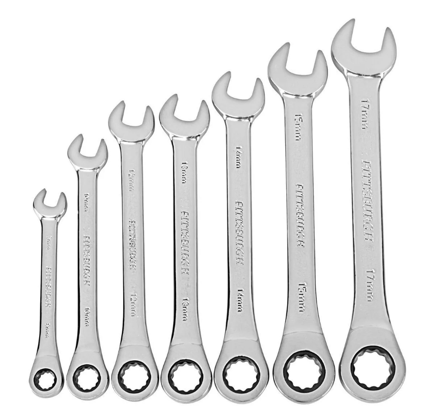 Metric Ratcheting Combination Wrench Set, 7-Piece