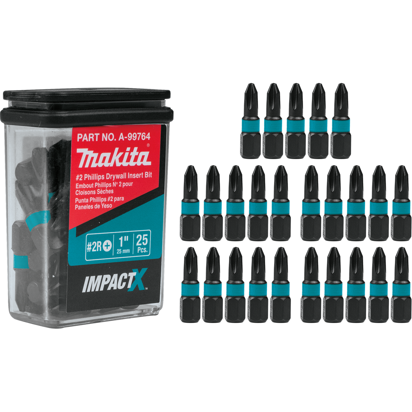 Phillips #2R Drywall 1″ Insert Bit, 25/Pcs ImpactX™ Makita