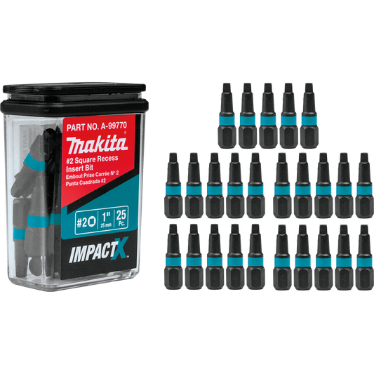 Square #2 Recess 1″ Insert Bit, 25/Pcs ImpactX™ Makita