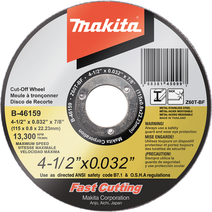 Cut‑Off Wheel Ultra Thin, 4‑1/2" x .032" x 7/8"  Stainless Makita
