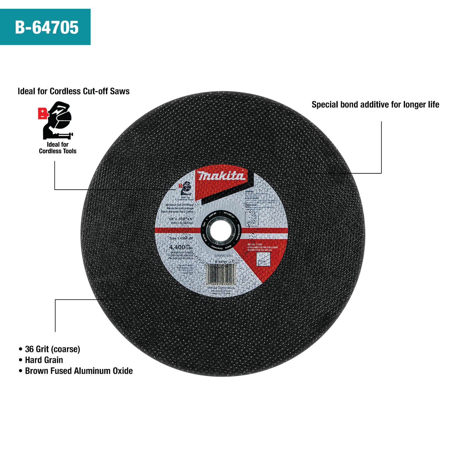 Abrasive Cut‑Off Wheel, 14" x 3/32" x 1"