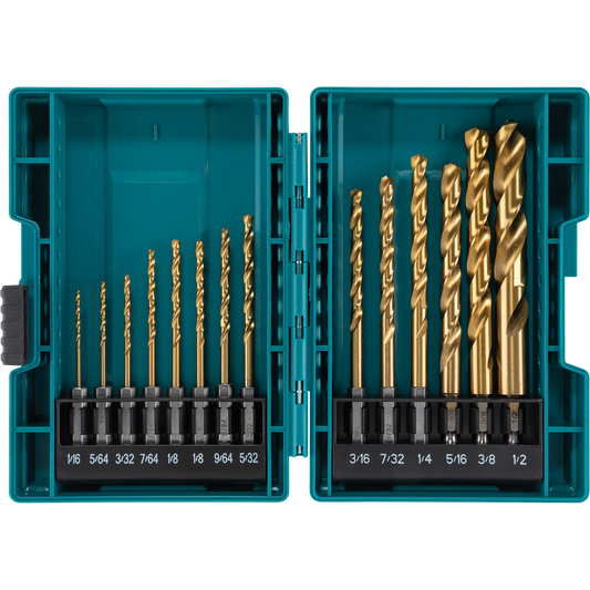Drill Bit Set, 1/4" Titanium 14 Pc. Hex Shank Impact GOLD®