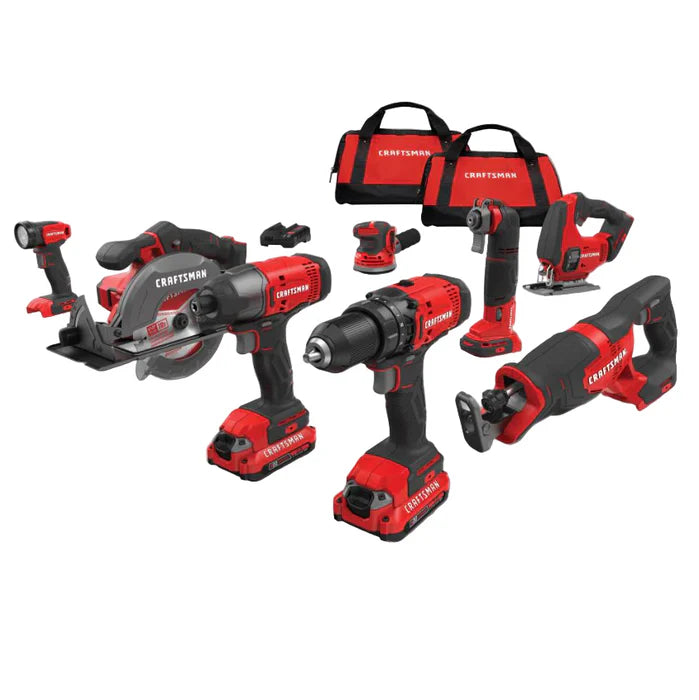 Set 8 Power Tools W/2 Bat. 20V/2.0AH Craftsman
