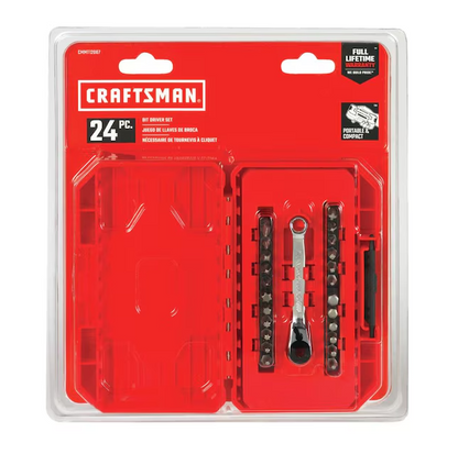 24 -Piece 1/4-in Drive Set Hex Bit Driver Socket Set CRAFTSMAN