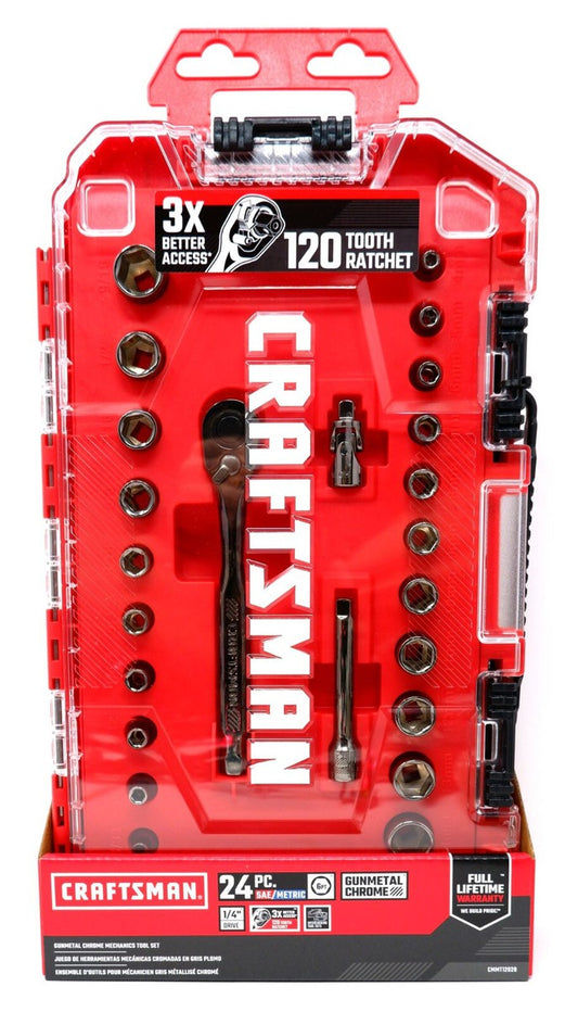 Mechanics Tool Set, 1/4" Drive, SAE/Metric, 24 Pcs. CRAFTSMAN