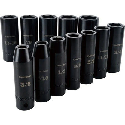 Set 12 PC. SAE Impact Deep Socket DR. 1/2" Craftsman