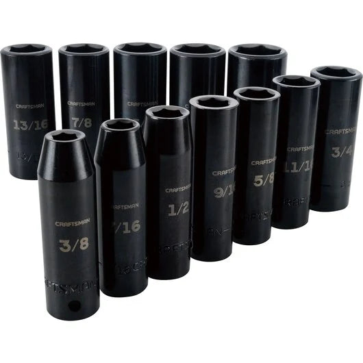 Set 12 PC. SAE Impact Deep Socket DR. 1/2" Craftsman