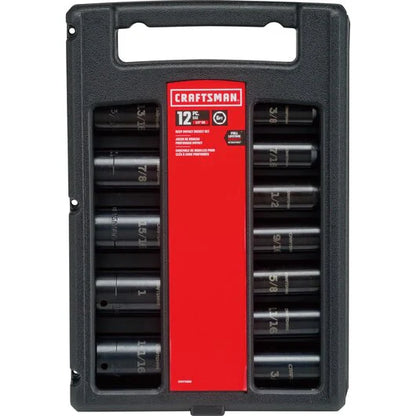 Set 12 PC. SAE Impact Deep Socket DR. 1/2" Craftsman