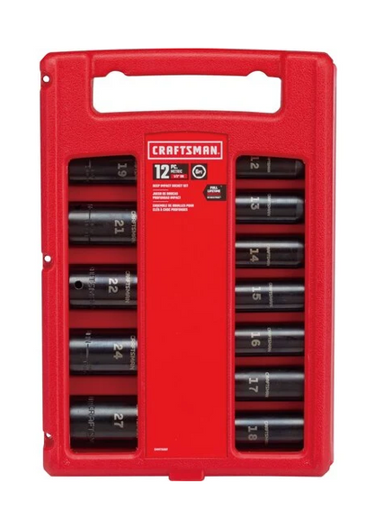 Set 12 PC. Metric Impact Deep Socket DR. 1/2" Craftsman