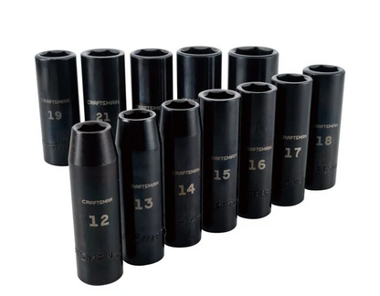 Set 12 PC. Metric Impact Deep Socket DR. 1/2" Craftsman