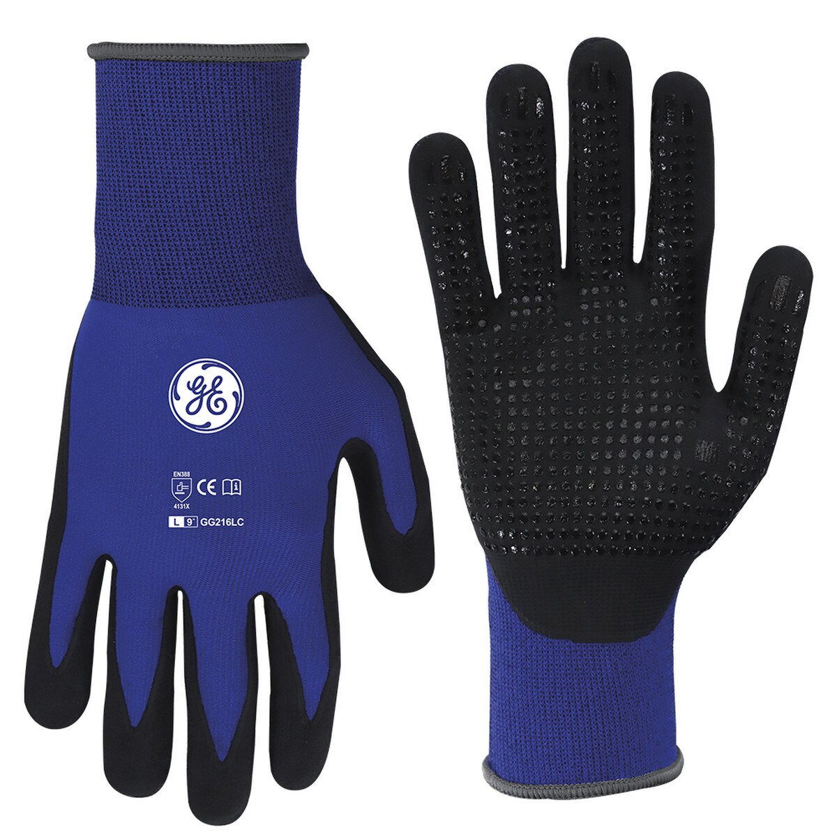 Nitrile Micro Foam Coated Gloves With Blue Dots Large GE