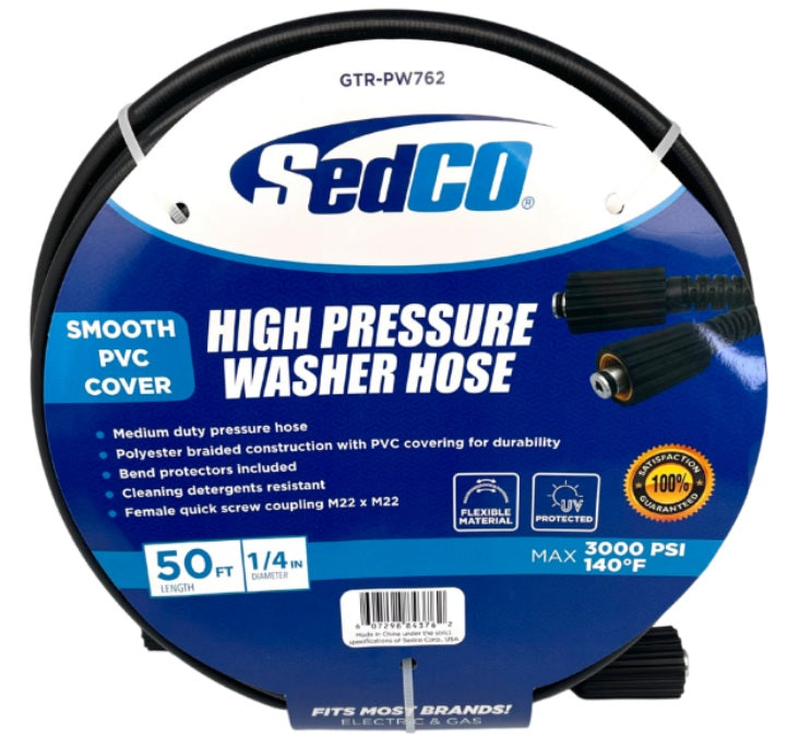 Pressure Hose 1/4IN x 50FT. 3,000PSI-MAX BLACK