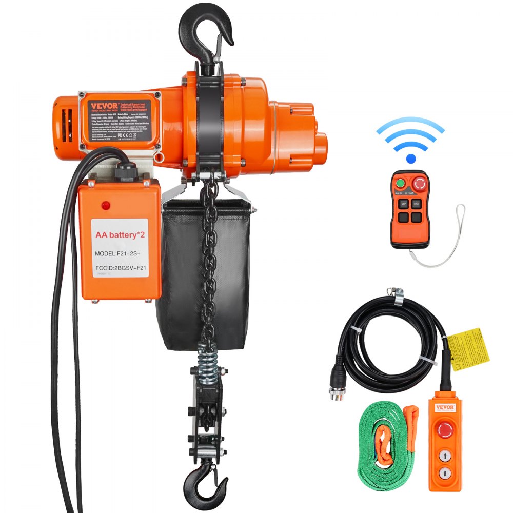 Electric Chain Hoist, 2200 lbs Load, 20 ft Lifting Height, 6.9 ft/min Speed, 120V VEVOR