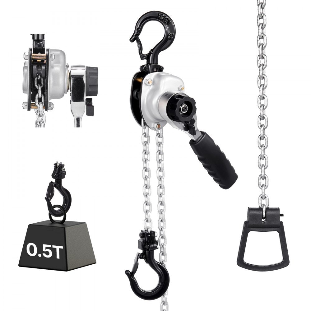 Manual Lever Chain Hoist, 1/2T 1100LBS Capacity Heavy Duty Come Along, 20FT Lift G80 Alloy VEVOR