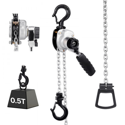 Manual Lever Chain Hoist, 1/2T 1100LBS Capacity Heavy Duty Come Along, 20FT Lift G80 Alloy VEVOR