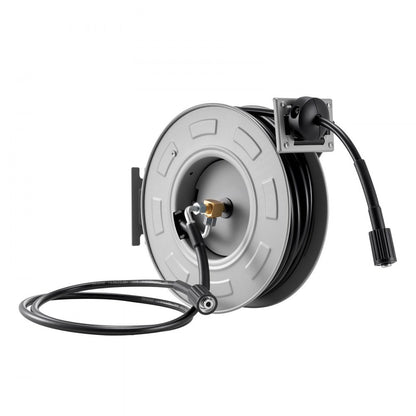 Pressure Washer Hose Reel, 65 ft x 1/4 inch Retractable Power Heavy-Duty Steel Washer Hose Reel, 3200PSI Max VEVOR