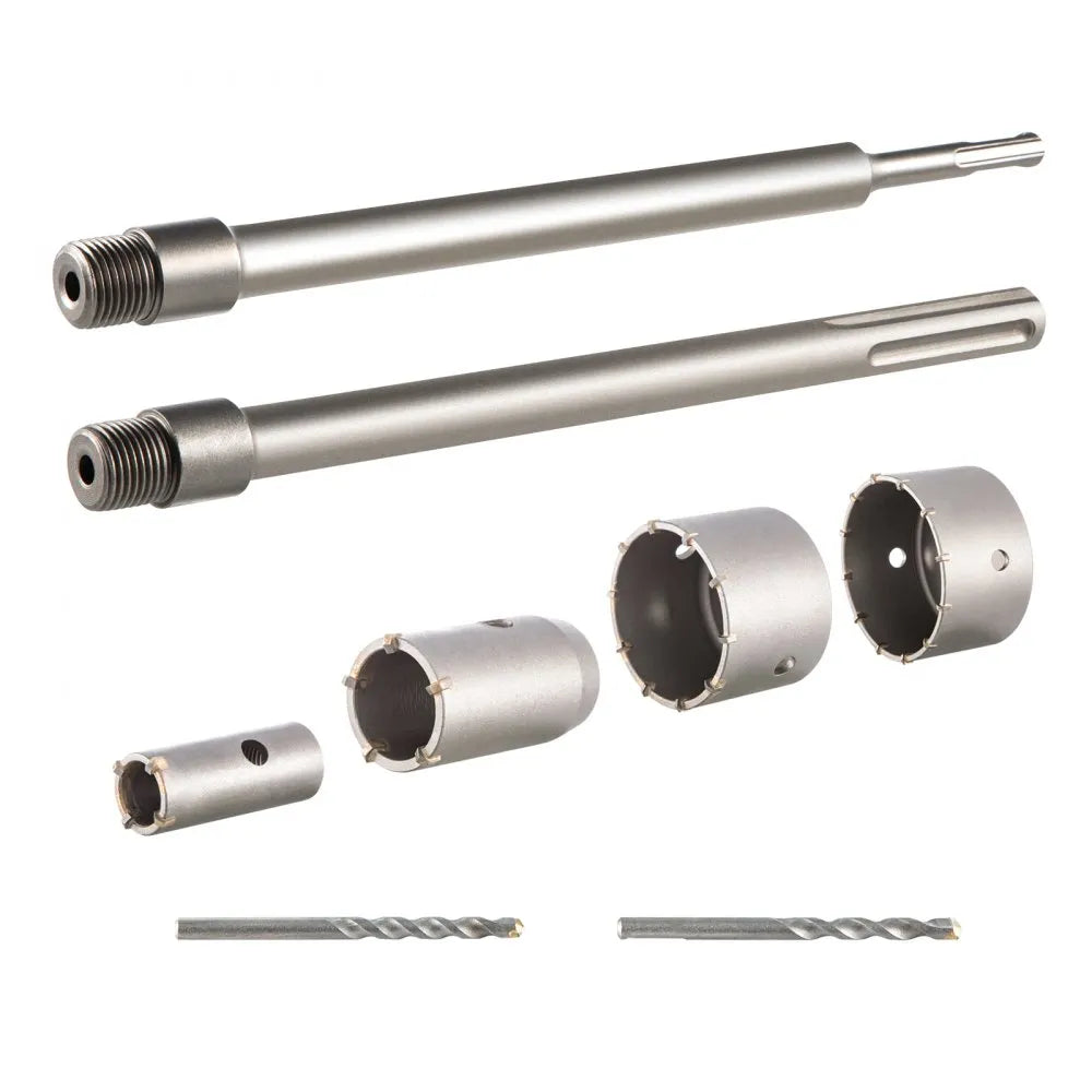 Concrete Hole Saw Kit, 1-2/11\", 1-3/5\", 2-9/16\", 3-5/32\", 3-15/16\" VEVOR