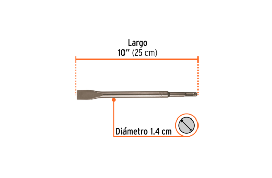 TRUPER SDS Plus 3/4" x 10" Thin Flat Chisel