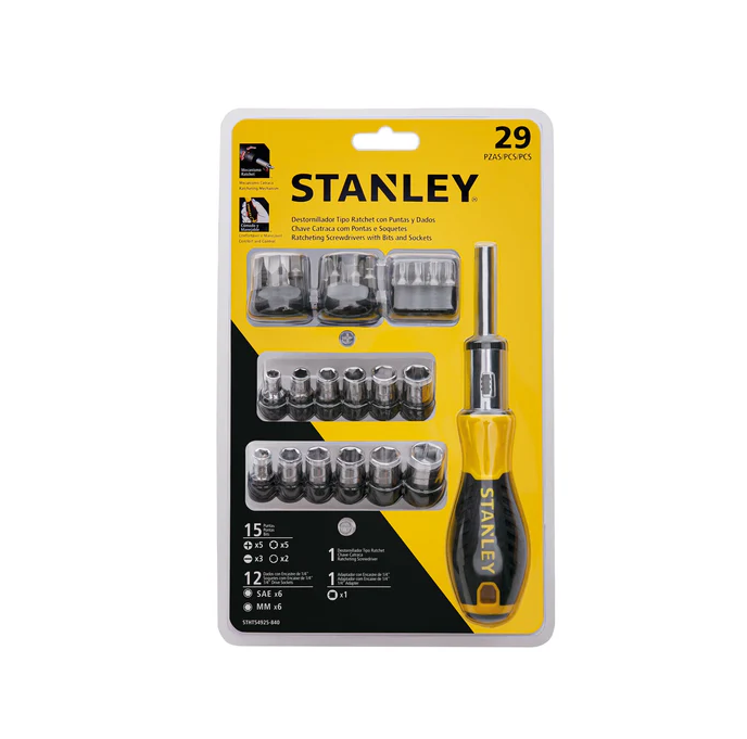 Ratcheting Screwdrivers W/Bits and Sockets 29Pcs. Stanley