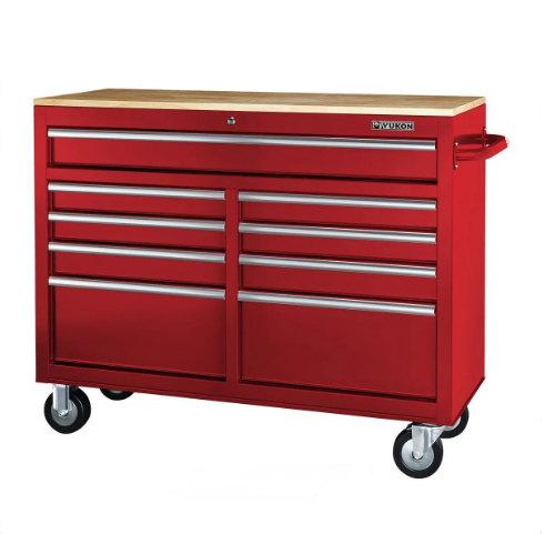Mobile Storage Cabinet with Solid Wood Top, 46 in., 9-Draw