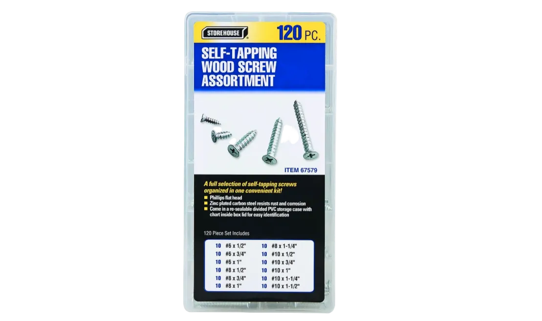 Self-Tapping Wood Screw Set, 120-Pc.