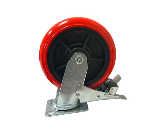 Caster Swivel Polyurethane 8" X 2" Heavy Duty W / Brakes ATE
