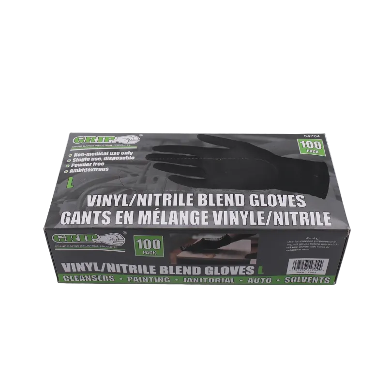 Black Disposable Vinyl/Nitrile Gloves (Large)100 Pc. Grip
