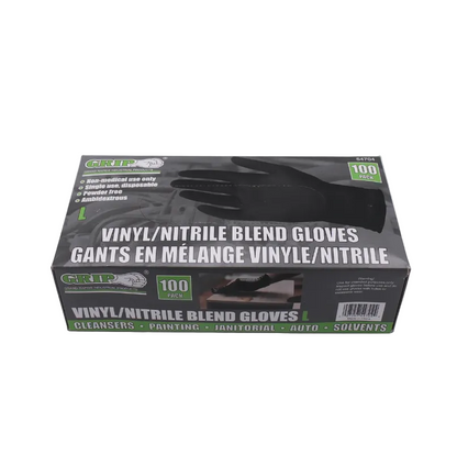 Black Disposable Vinyl/Nitrile Gloves (Large)100 Pc. Grip