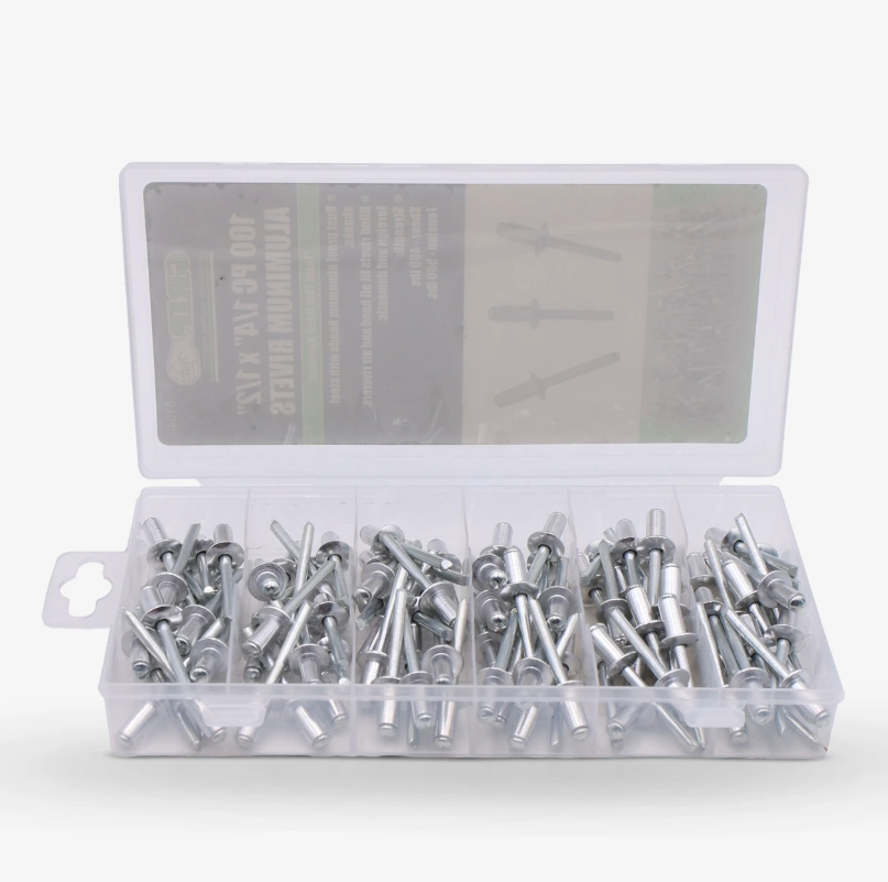 Rivet Set 100 pc 1/4" x 1/2" Aluminum Grip