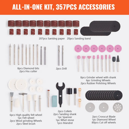 Rotary Tool Accesories Kit 357PCS Vevor
