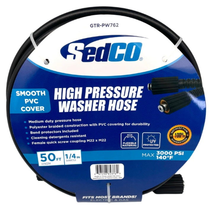 Pressure Hose 1/4IN x 25FT. 3,000PSI-MAX BLACK