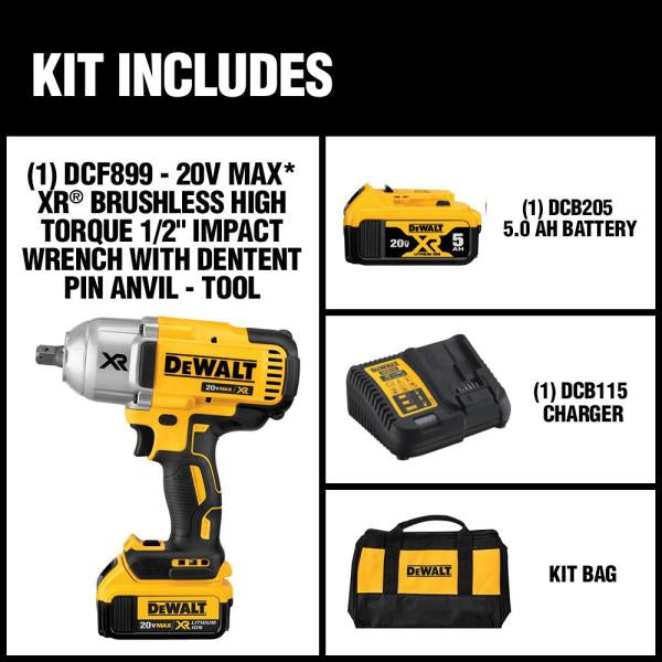 Impact Wrench/Pistola de impacto 1/2” 20V/XR Brushless Dewalt