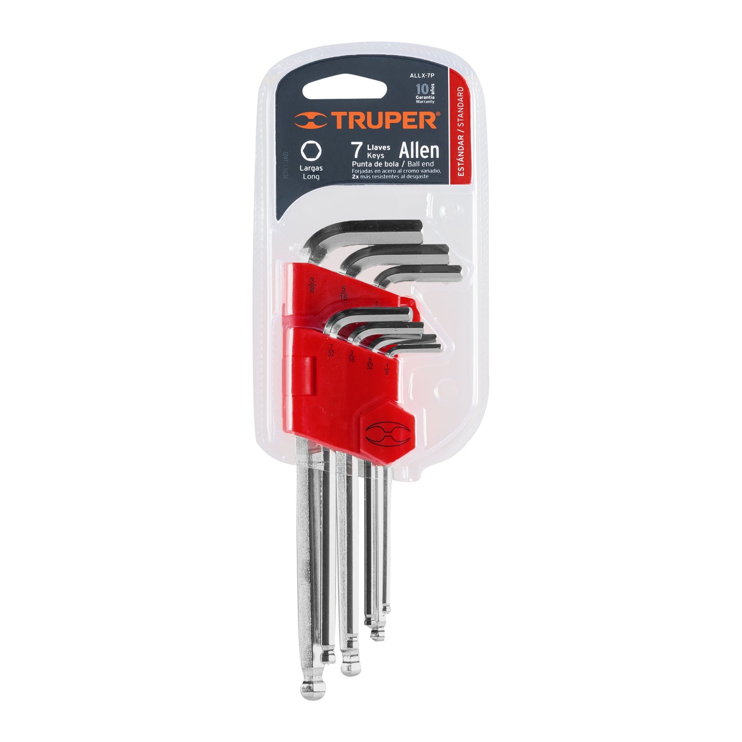 Set De Llaves Allen Largas 7Pc SAE Punta Bola con Organizador