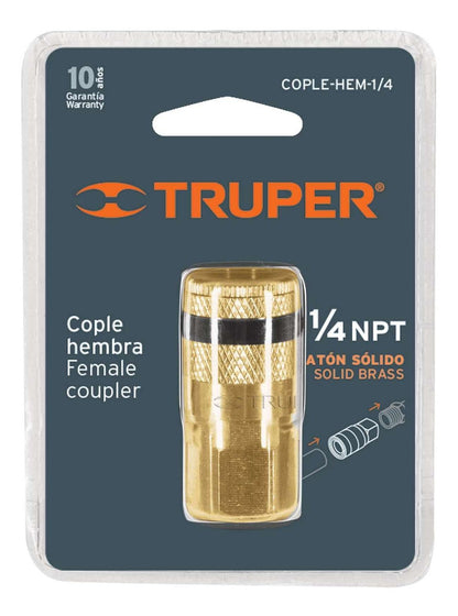 Cople de Bronce 1/4 NPT, Hembra