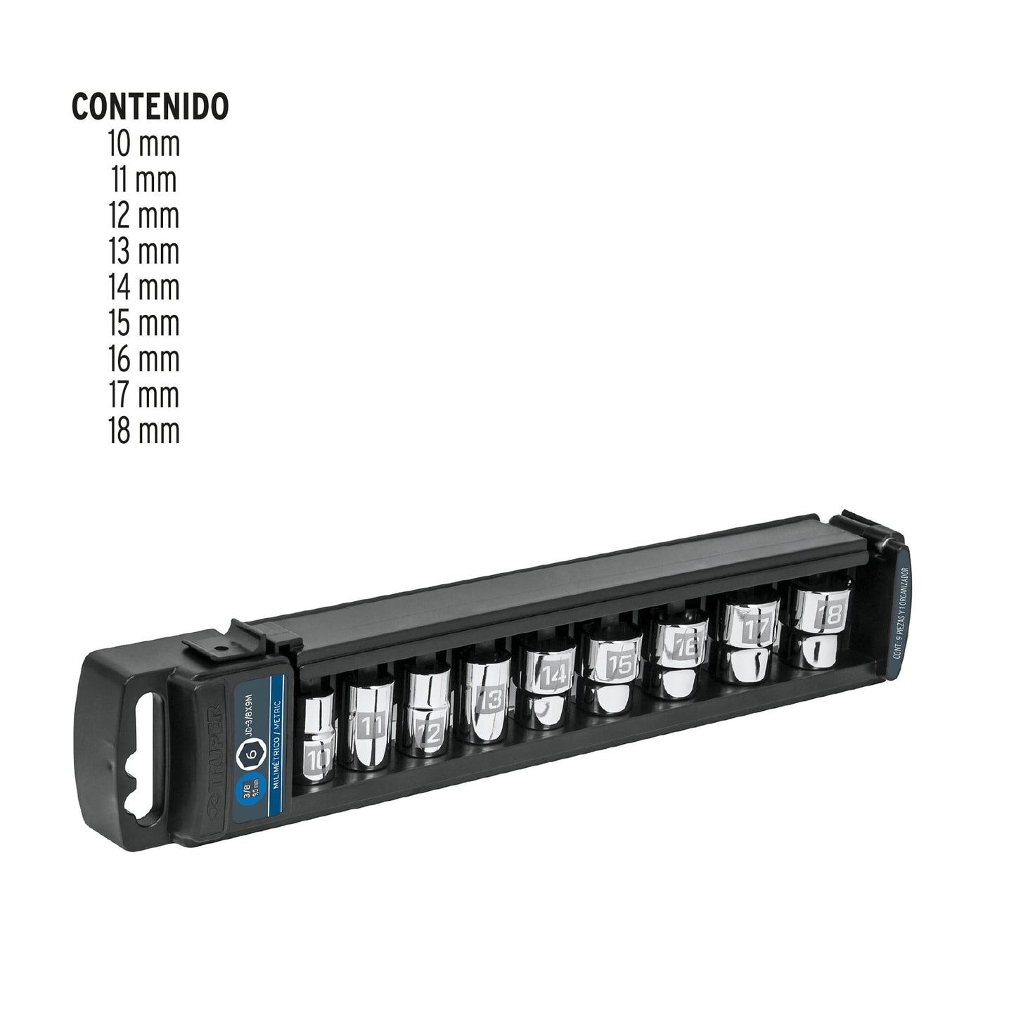 Set de 9 Copas Cortas 3/8" Metrico