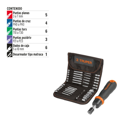 Destornillador Tipo Chichara con 18 Puntas y 6 Copa