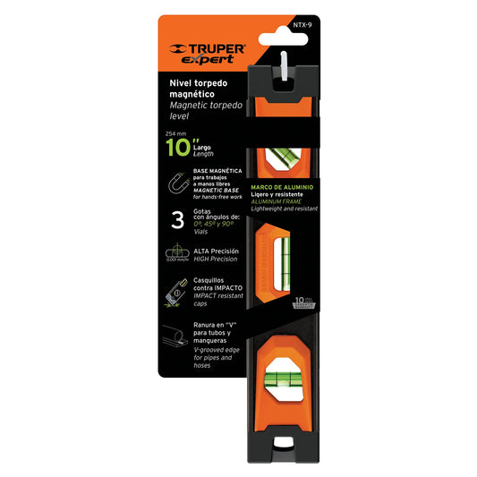 Nivel De torpedo de 10" Magnético Cuerpo De Aluminio