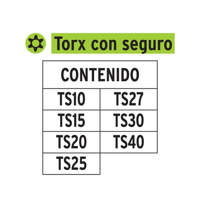 Set De Puntas Torx  Con Orificio De Seguro Largo 2"