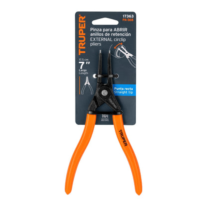 Pinza Para Snap Ring recta 7" Abre