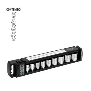 Set de 9 Copas Cortas 3/8" SAE